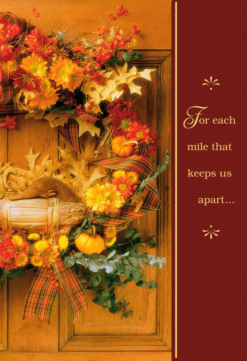 Decorated Fall Wreath Thanksgiving Card - Greeting Cards ...