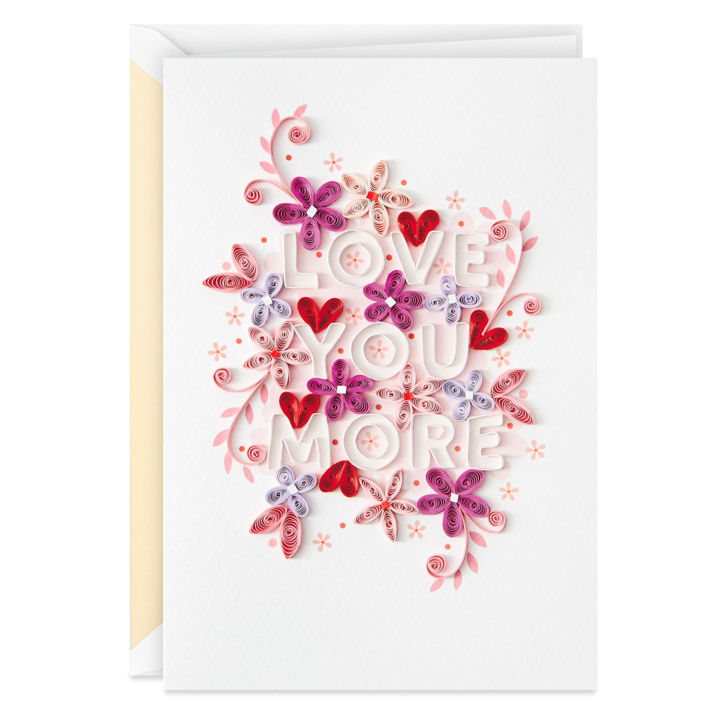 love you more quilled valentine's day card greeting