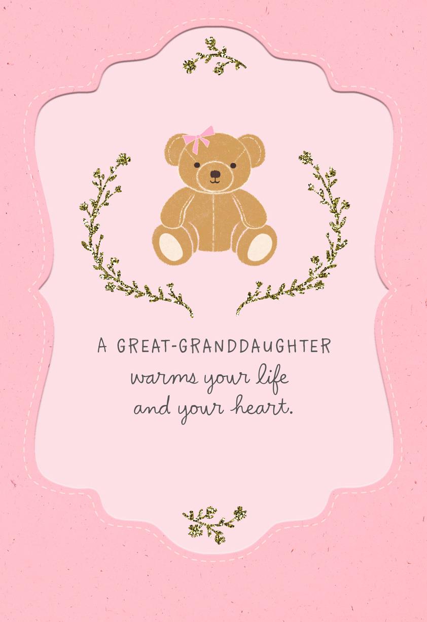 teddy bear new baby great granddaughter congratulations baby congratulations cards