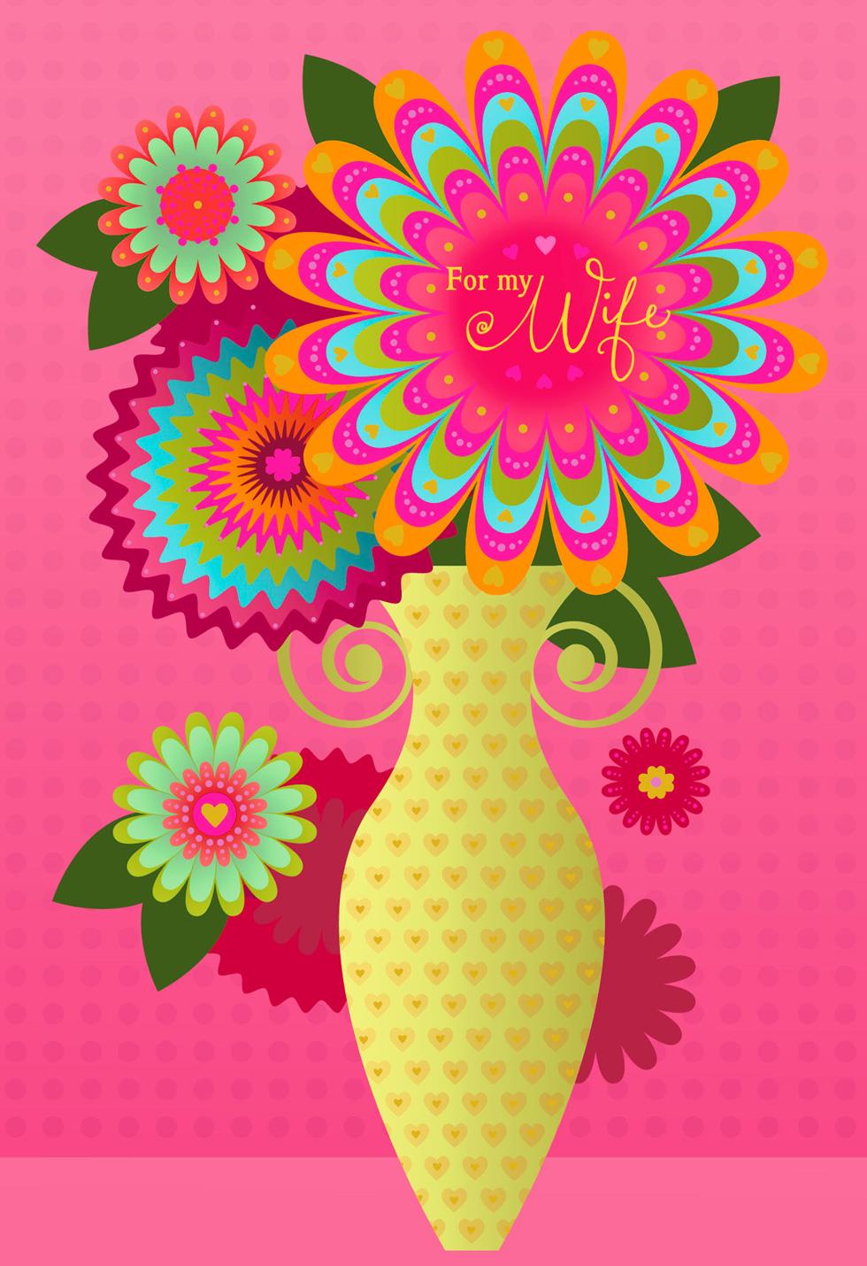 unicef bright flowers valentine's day card for wife