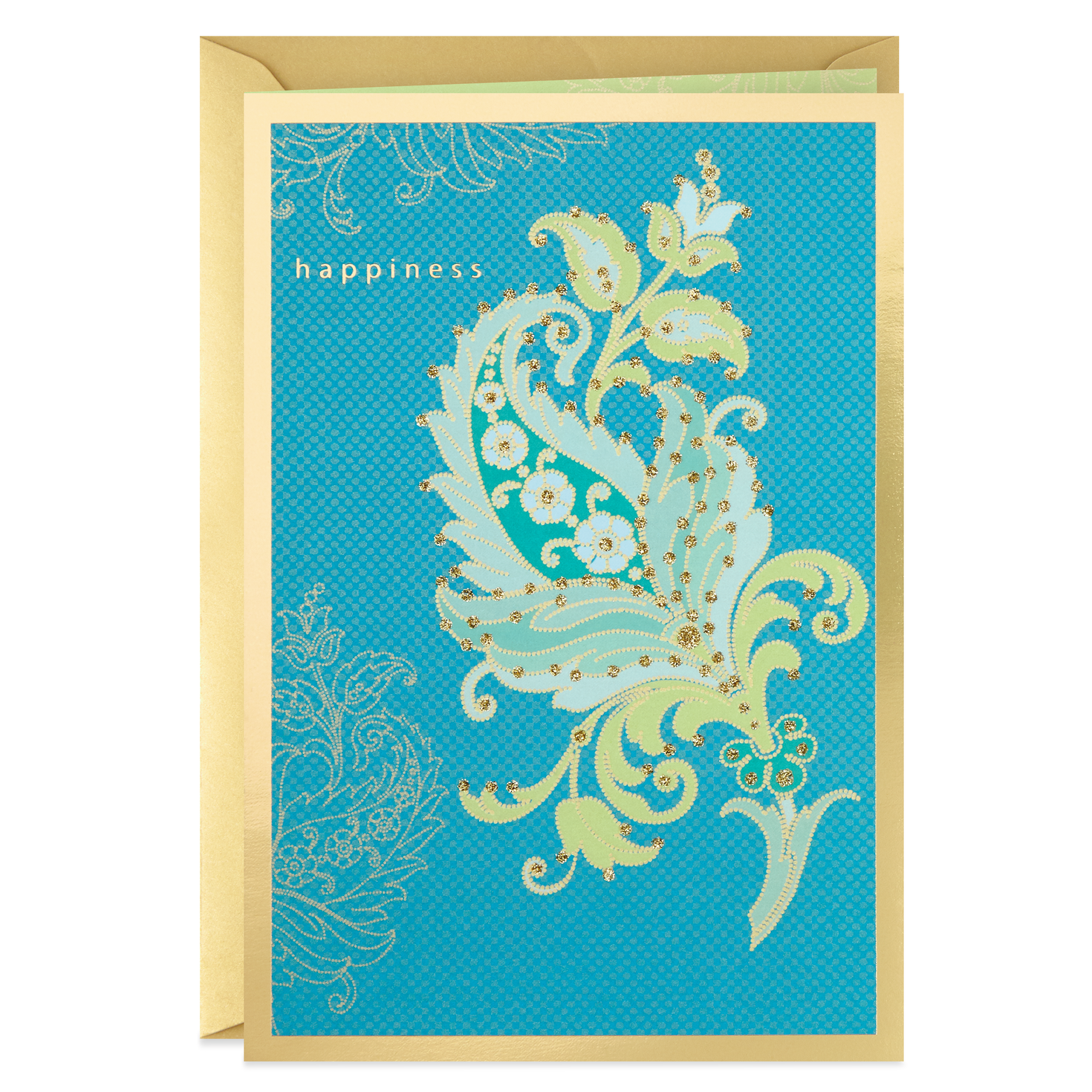 happiness paisley flower blank card greeting cards