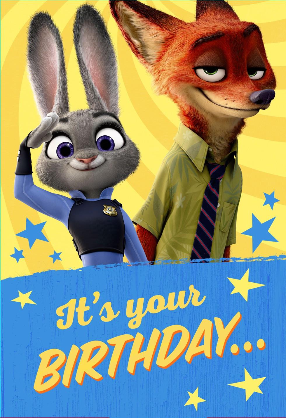 Disney Zootopia Coloring Poster Birthday Card - Greeting ...
