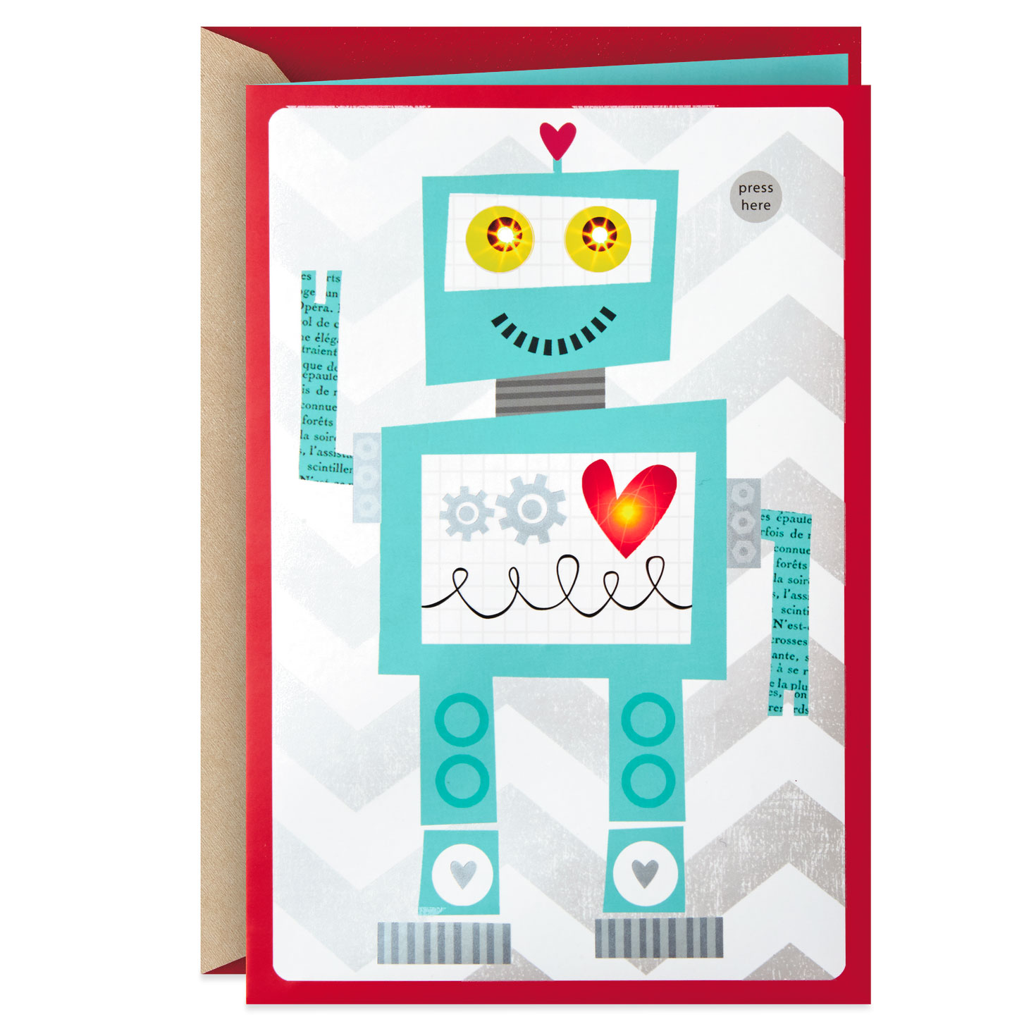 robot valentine's day card for kids with sound greeting