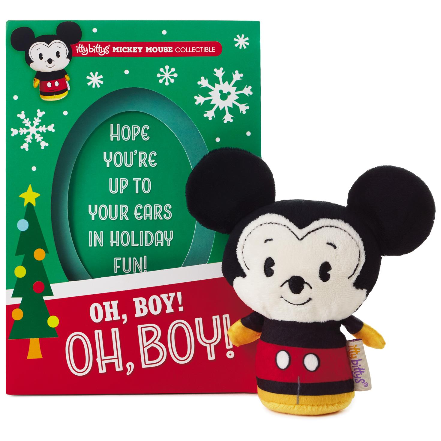 itty bittys mickey mouse christmas card with stuffed animal