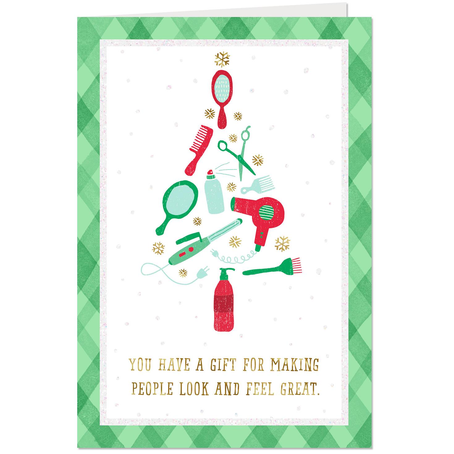 you have a gift thank you christmas card for hair stylist holiday thank you cards