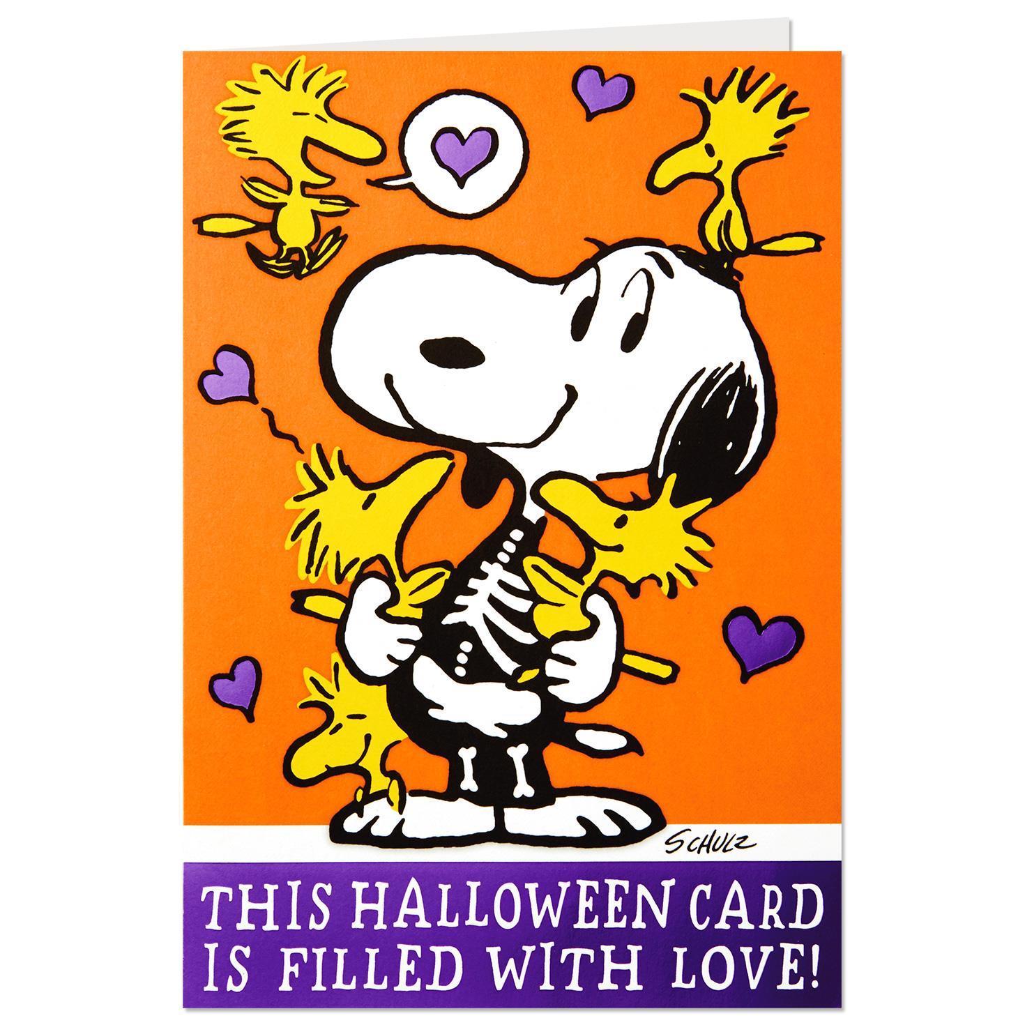 peanuts snoopy and woodstock pop up funny halloween card greeting