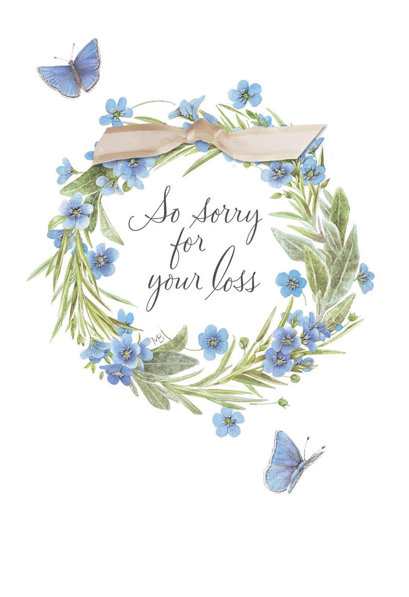 marjolein bastin wreath with butterflies sympathy card greeting sympathy card
