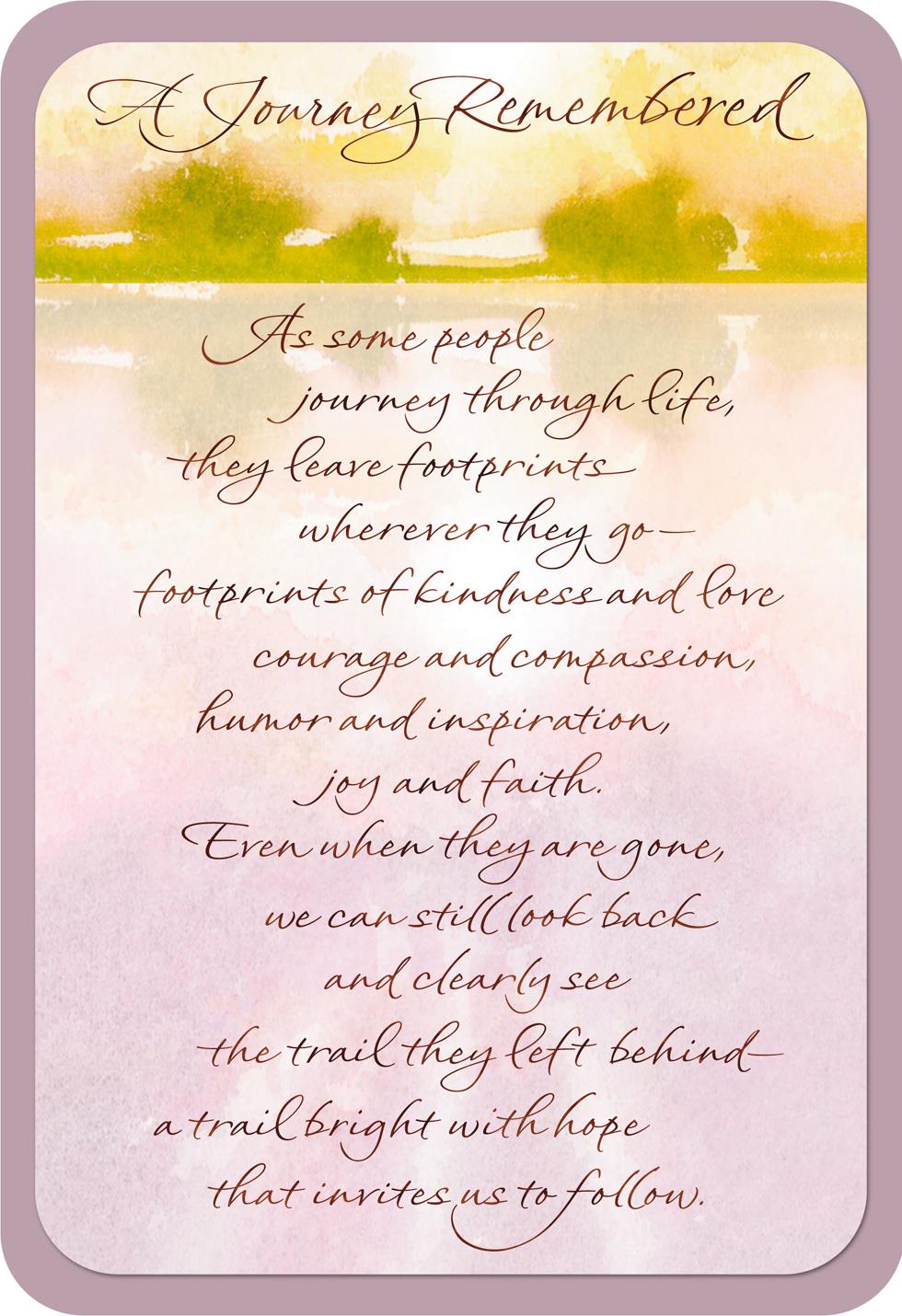 A Journey Remembered Religious Sympathy Card Greeting