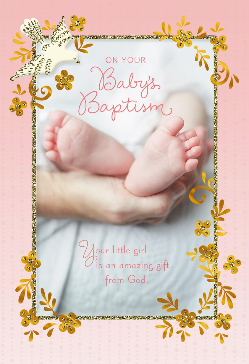 baby feet religious baptism card for girl baptism cards