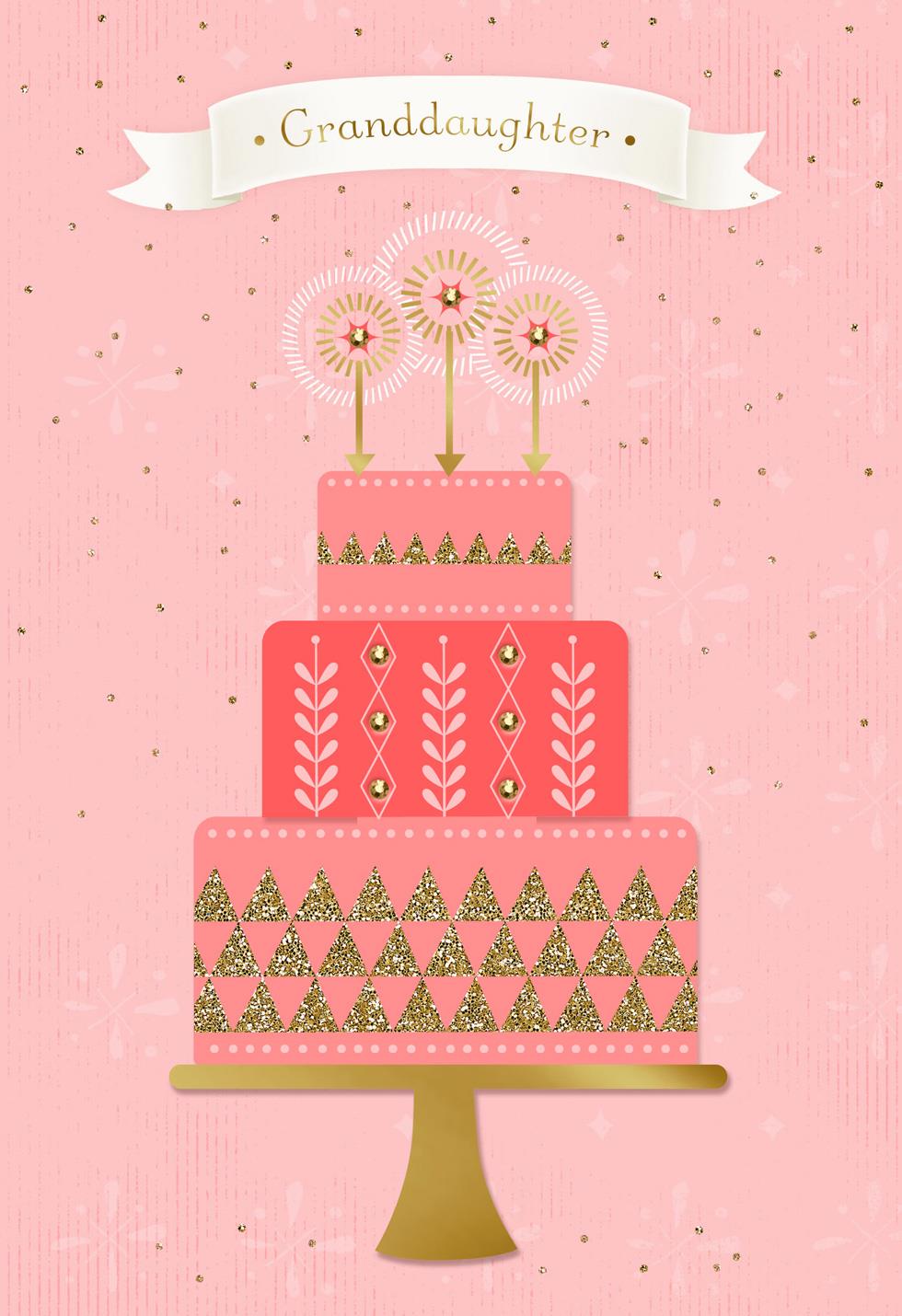 pink tiered cake birthday card for granddaughter retirement gift cards