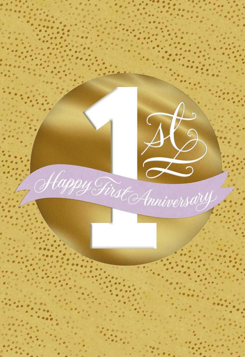 Gold Circle Happy First Anniversary Card - Greeting Cards ... Gold Circle Happy First Anniversary Card - Greeting Cards ...