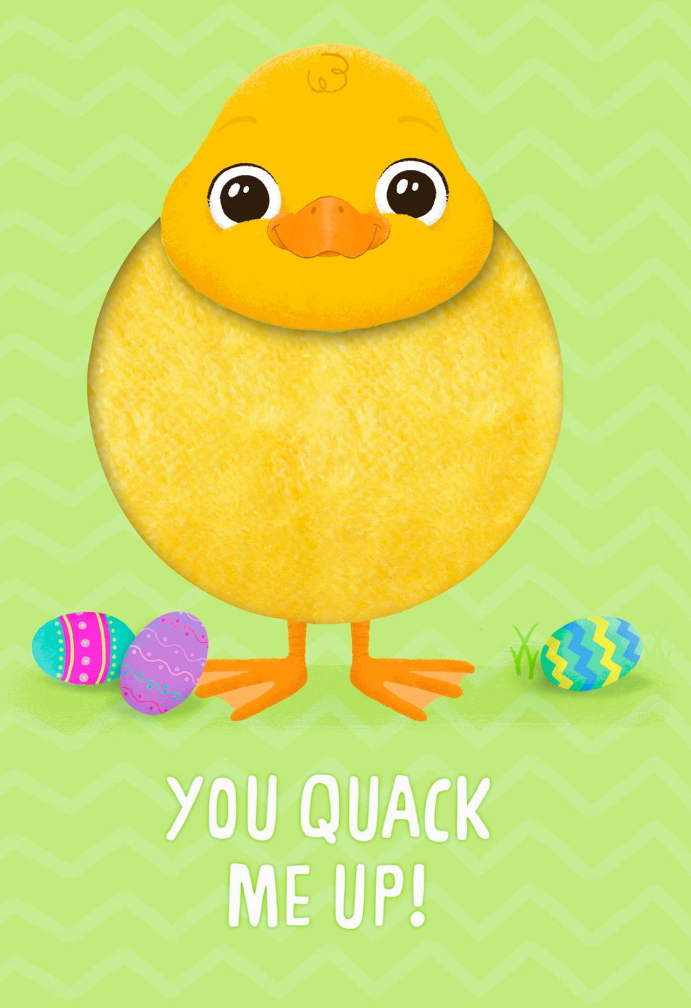 fuzzy duckling quack me up easter card for kids greeting cards