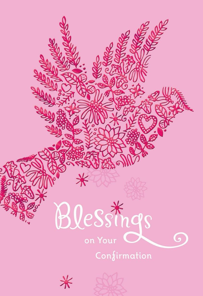 pink dove blessings on your confirmation card for her congratulation on a baby