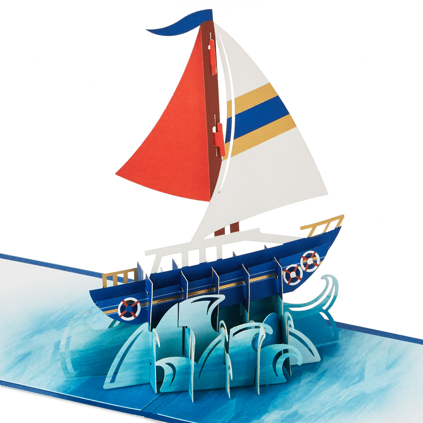 POP-UP CARD Marine Travel 4/Master Blue White Boat Card Gutschein Card Nautical Boat Holiday Card 3D Pop Up Card