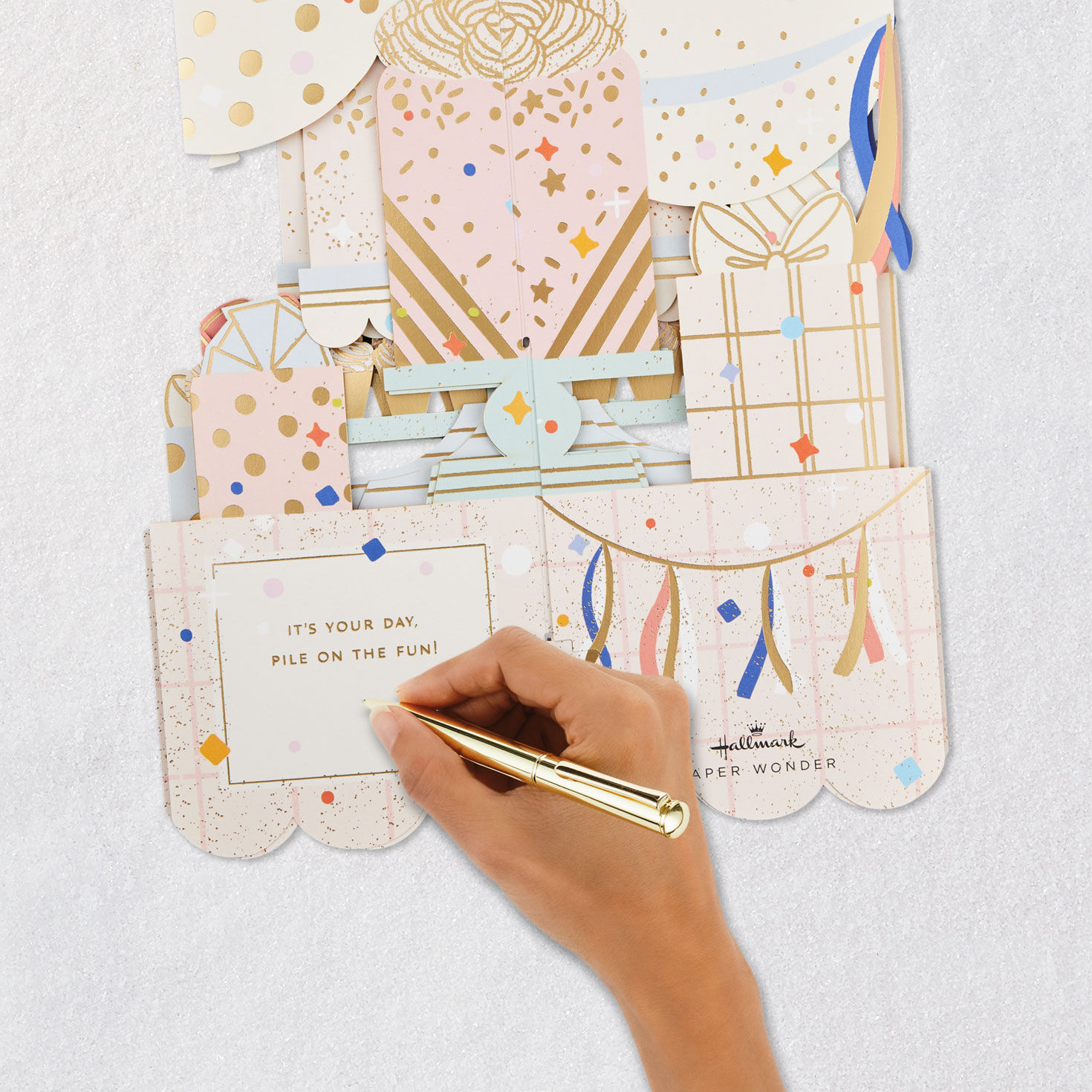 Jumbo Pile on the Fun Cake and Balloons 3D Pop-Up Birthday Card, , large image number 8