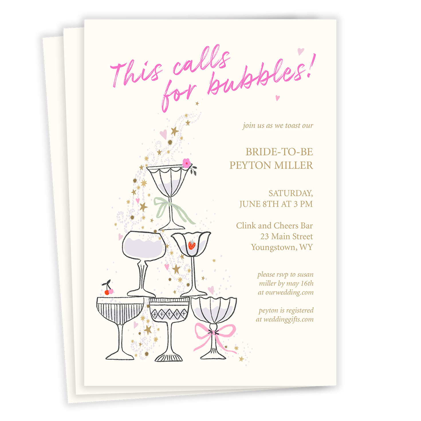 This Calls for Bubbles Flat Wedding Shower Invitation