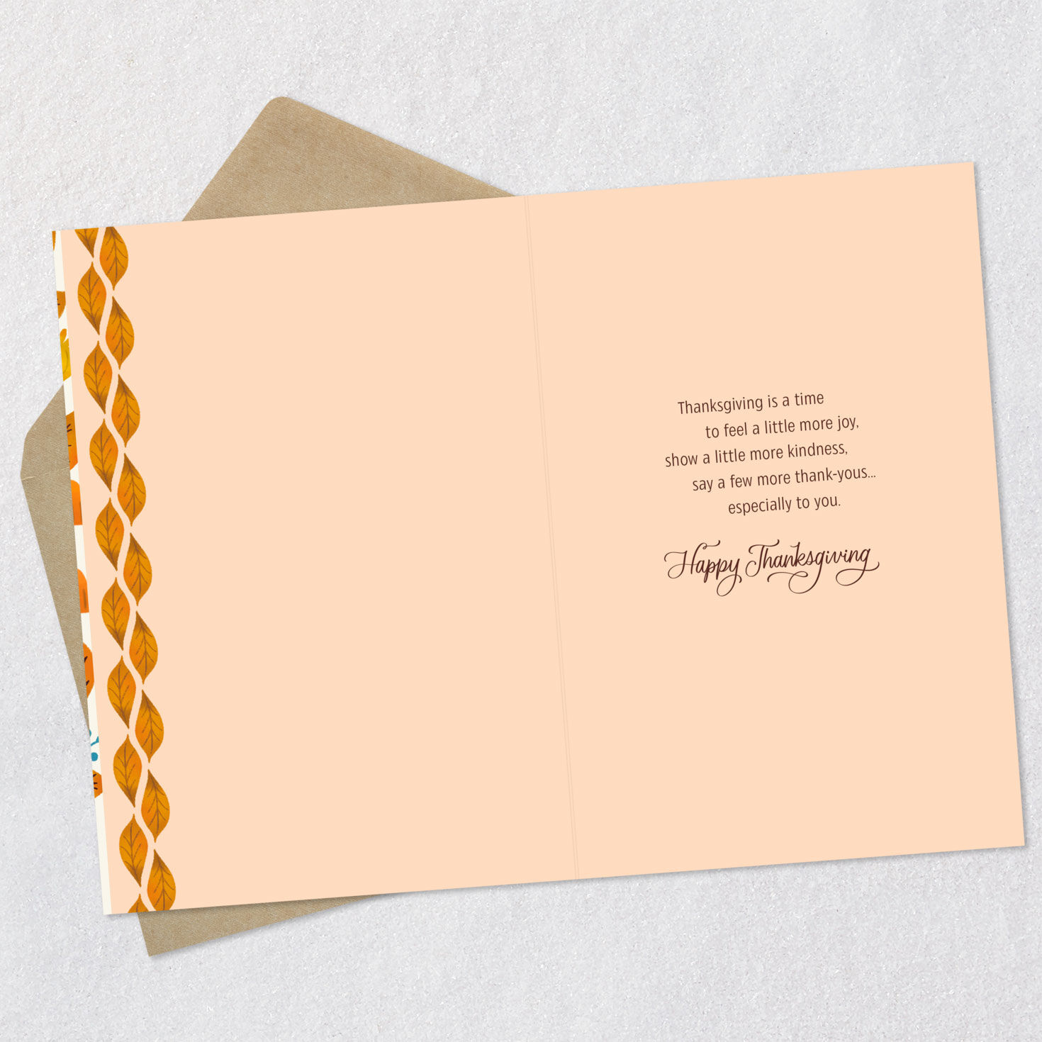 Foliage and Mushrooms Thanksgiving Card Open card with envelope image number 3