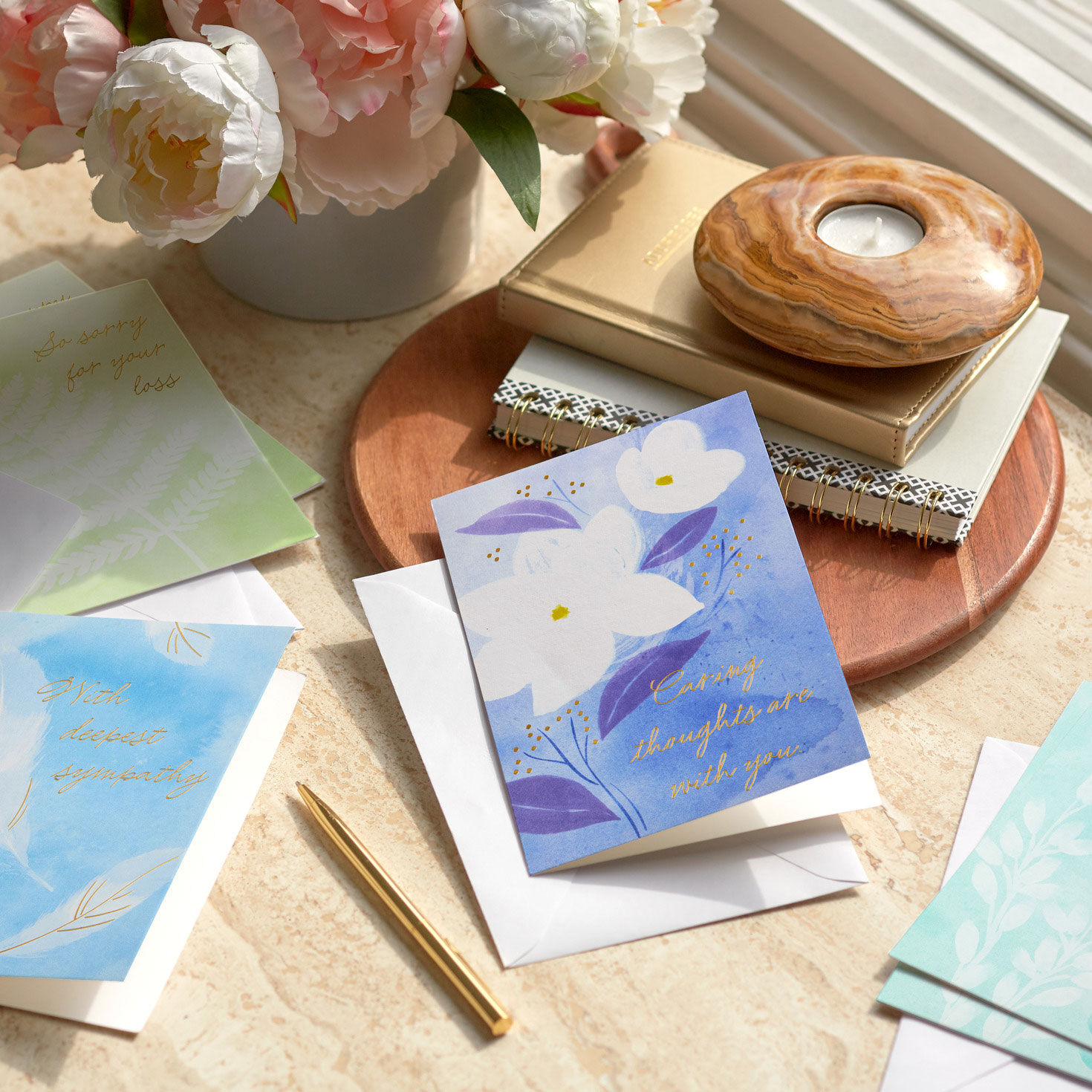 Pastel Botanical Sympathy Cards Assortment in use image number 7