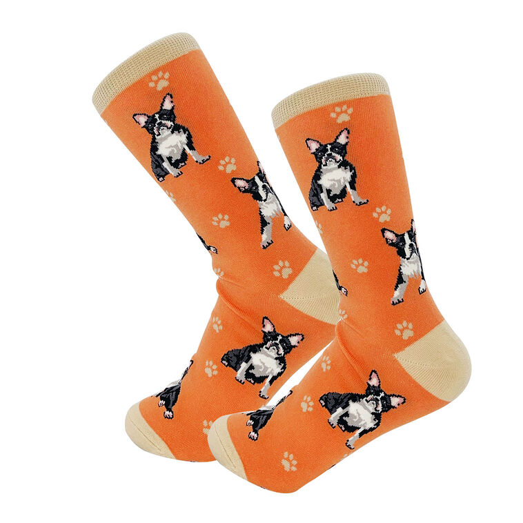 Boston Terrier Crew Socks - Unisex Cotton Nylon Spandex Dog Lover Socks