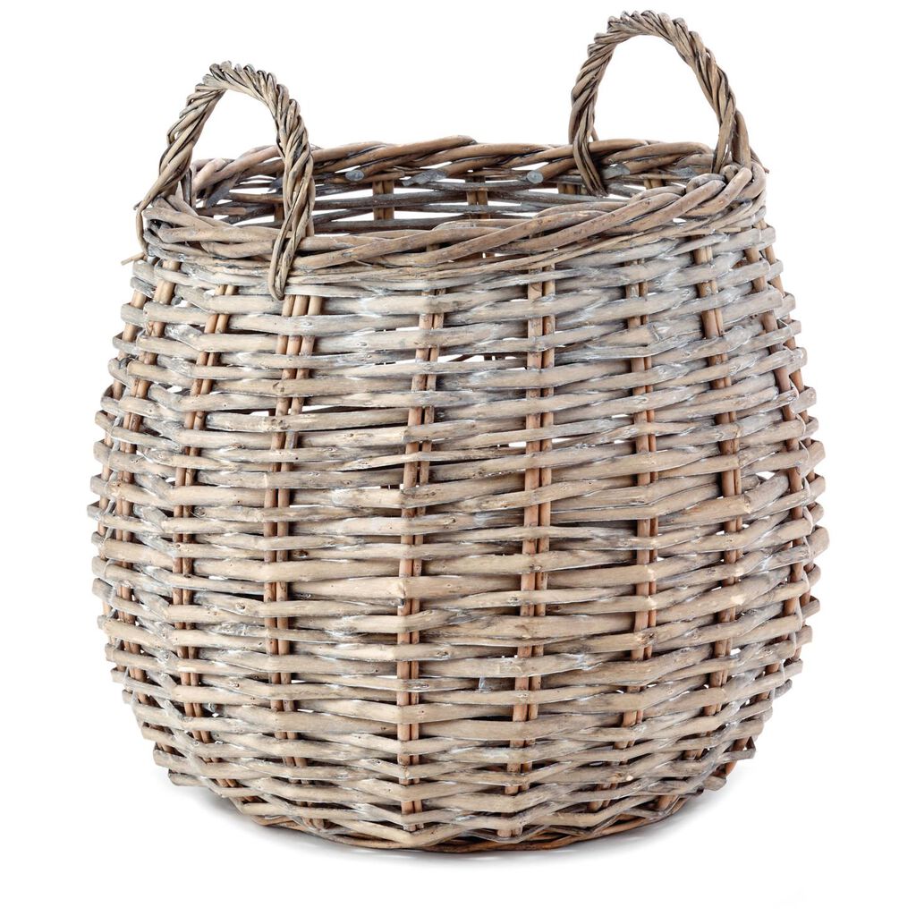 Small Weathered Gray Woven Basket, 14.5" Decorative Accessories