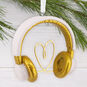 White Gold Headphones Christmas Ornament hanging on tree image number 2