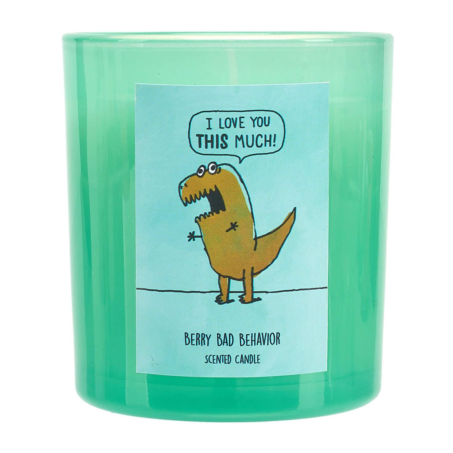 Berry-Scented T-Rex Candle in Green Glass Jar side image number 4