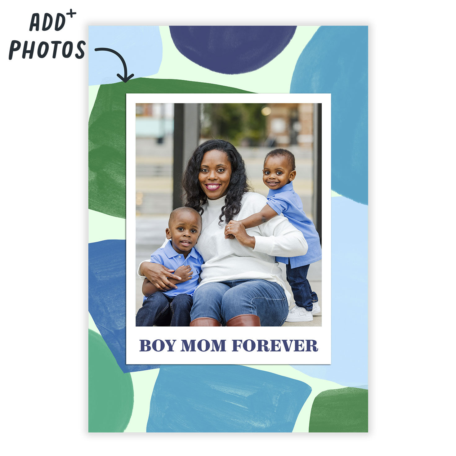 Abstract Blues Personalized Mother's Day Card Card Front indicating personalization image number 2