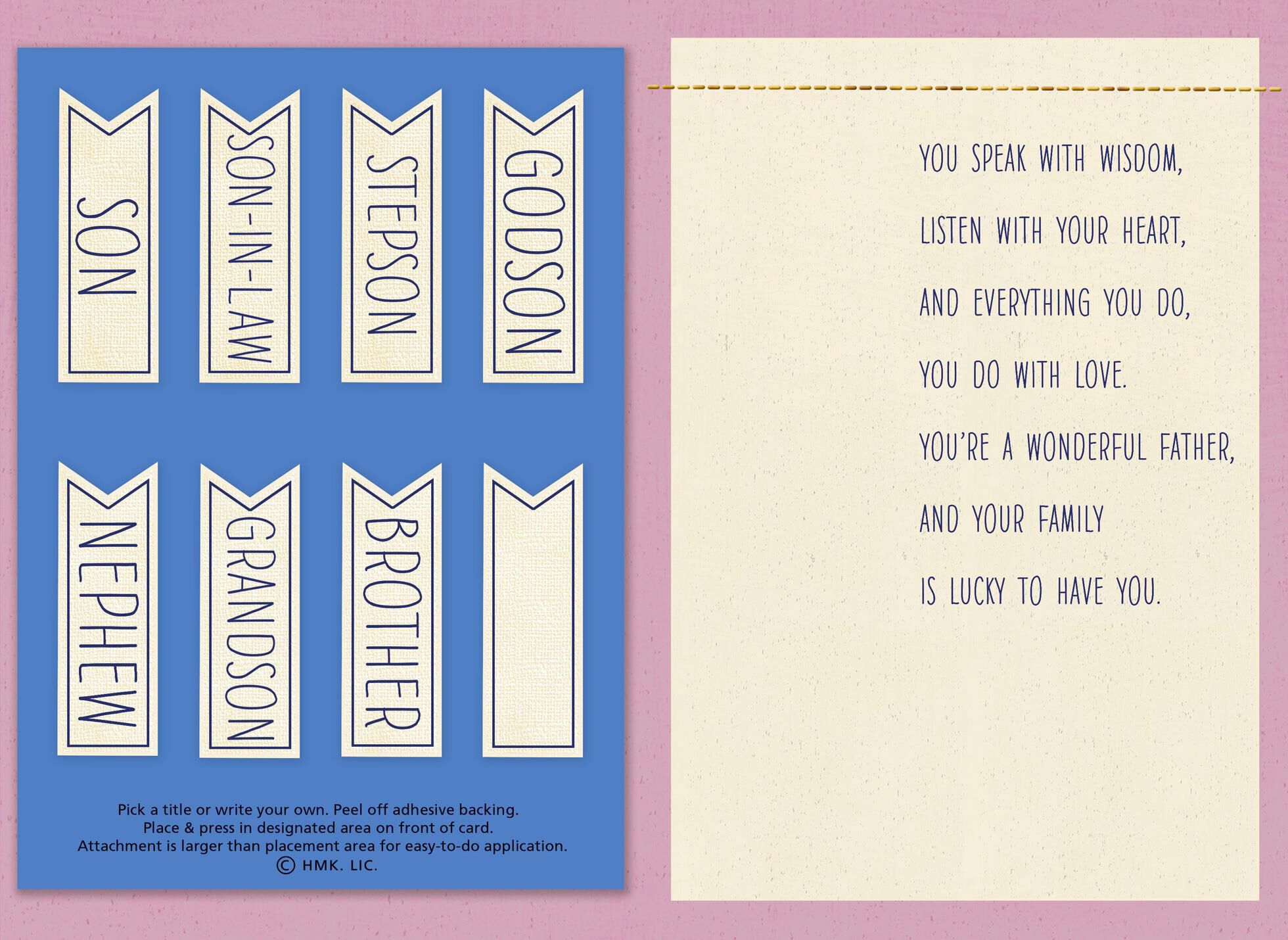Pick-a-Title Father's Day Card for Male Relative