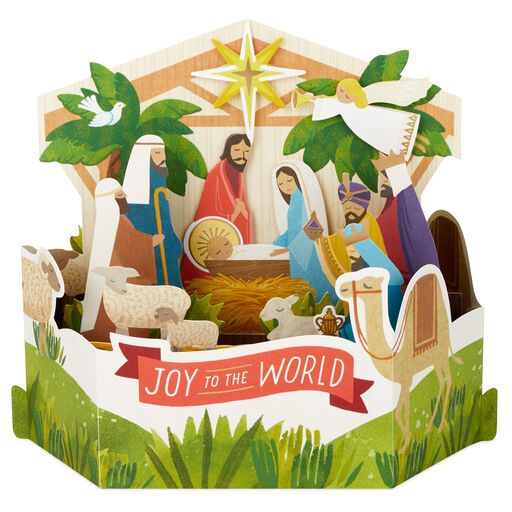 Joy to the World Nativity Scene 3D Pop-Up Christmas Card, 