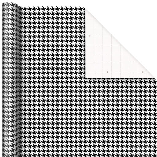Black and White Houndstooth Pattern Wrapping Paper, 25 sq. ft., 