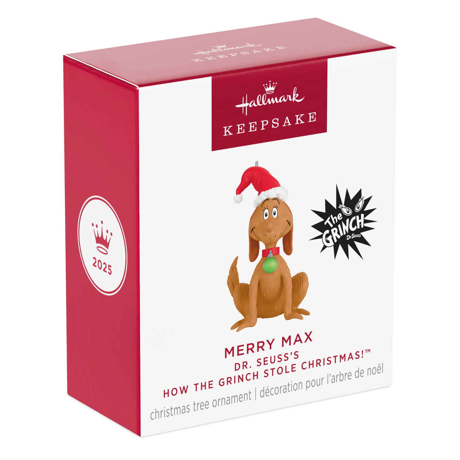 Grinch Max the Dog in Santa Hat Keepsake Ornament package front image number 7