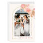 Gold Arch & Pink Flowers Folded Wedding Photo Card, , large image number 1