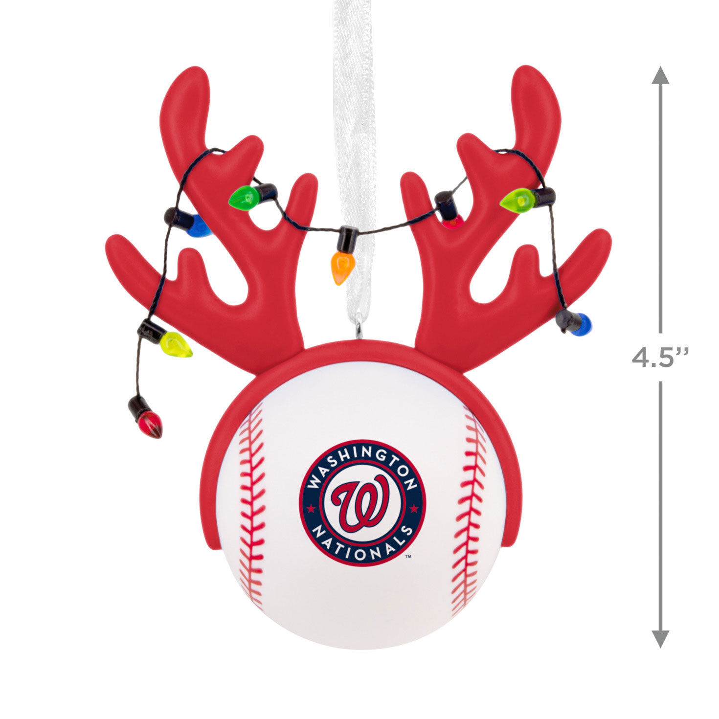 Nationals Reindeer Baseball Christmas Ornament measurement image number 3