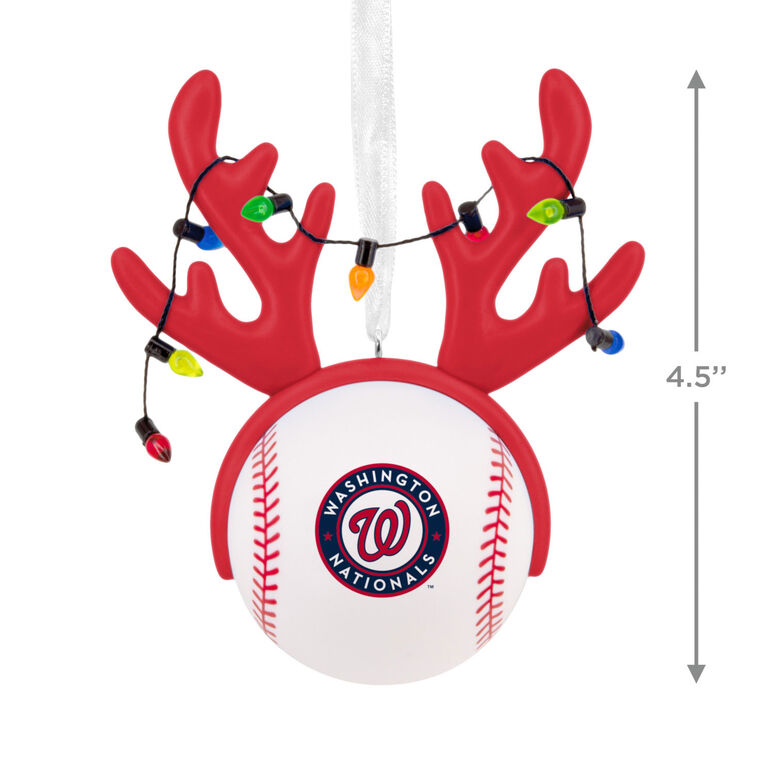 Nationals Reindeer Baseball Christmas Ornament measurement image number 3