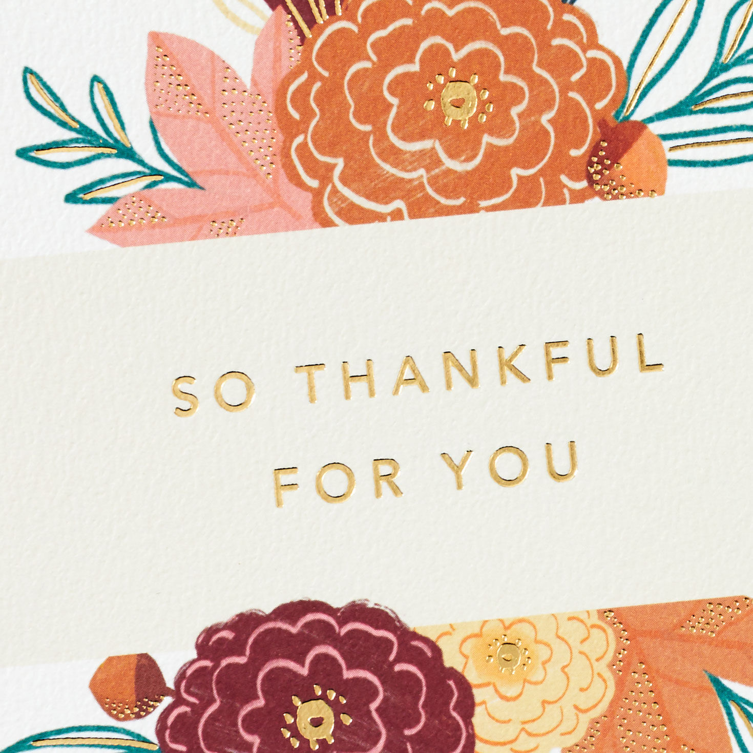 Orange and Maroon Floral Thank You Card Card Front Detail image number 4