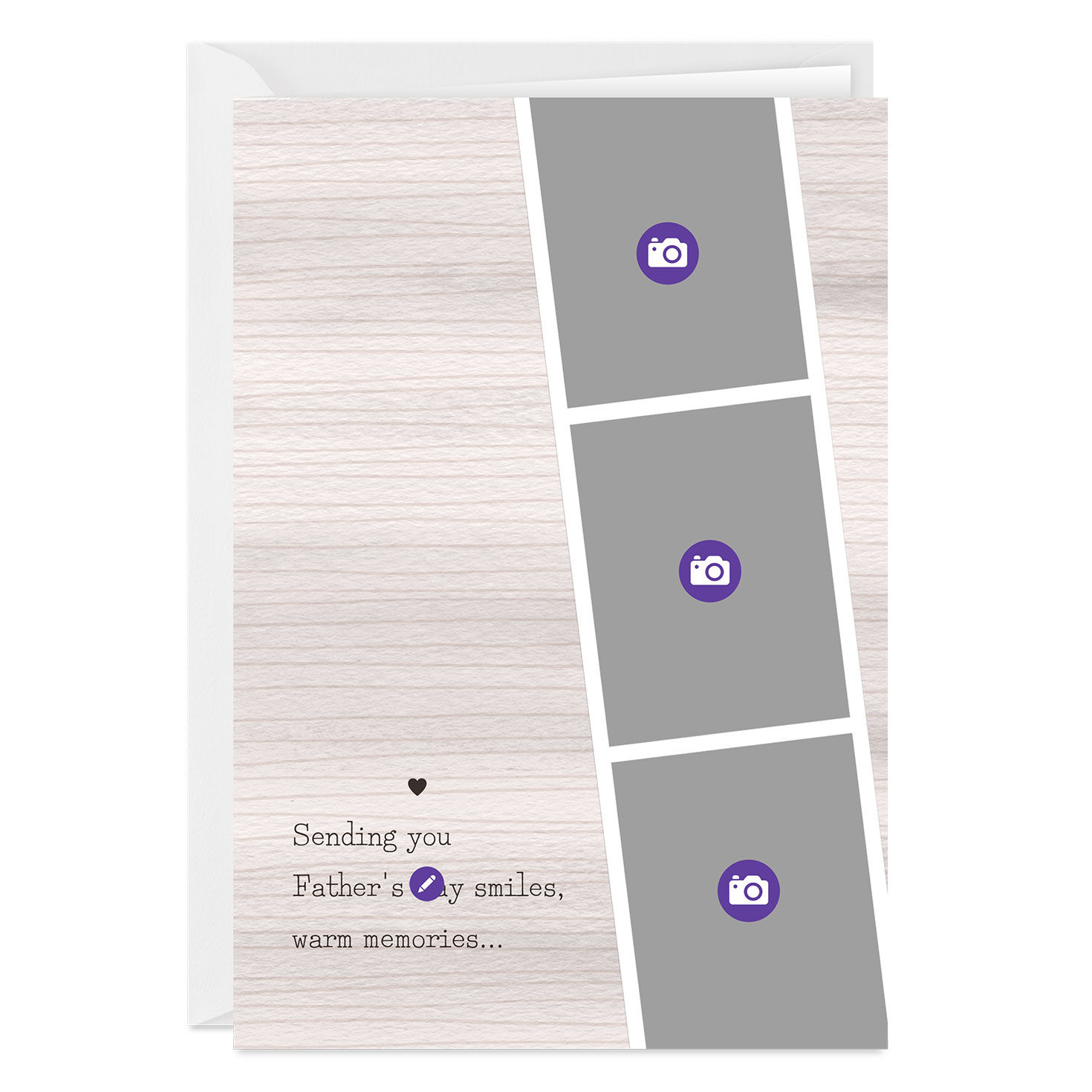 Photos on Wood Texture Personalized Father's Day Card Card Front indicating personalization image number 3