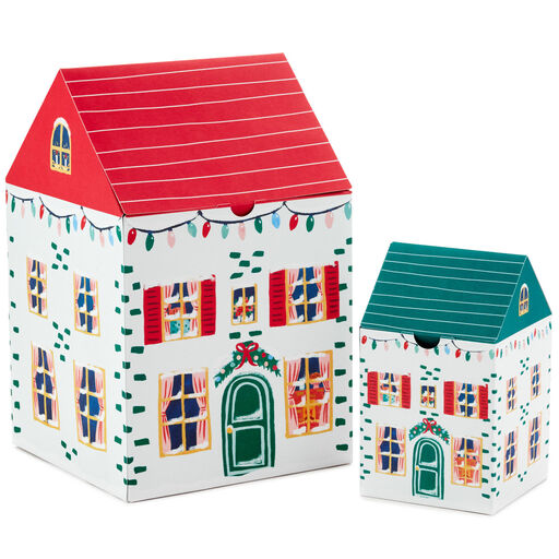 Holiday Houses 2-Pack Small and Large Christmas Gift Boxes, 