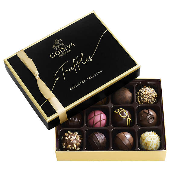 Godiva Assorted Signature Chocolate Truffles Gift Box, 12 Pieces