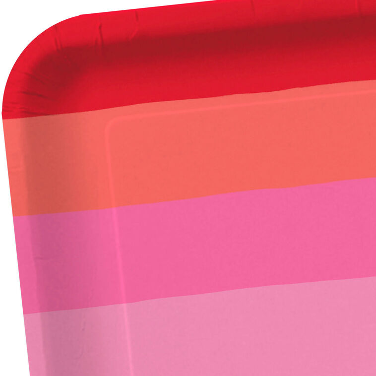 Warm Ombré Stripe Square Dinner Plates, Set of 8, , large image number 4