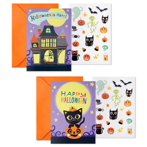 Happy Halloween Flat Note Cards With Stickers, Pack of 24, 