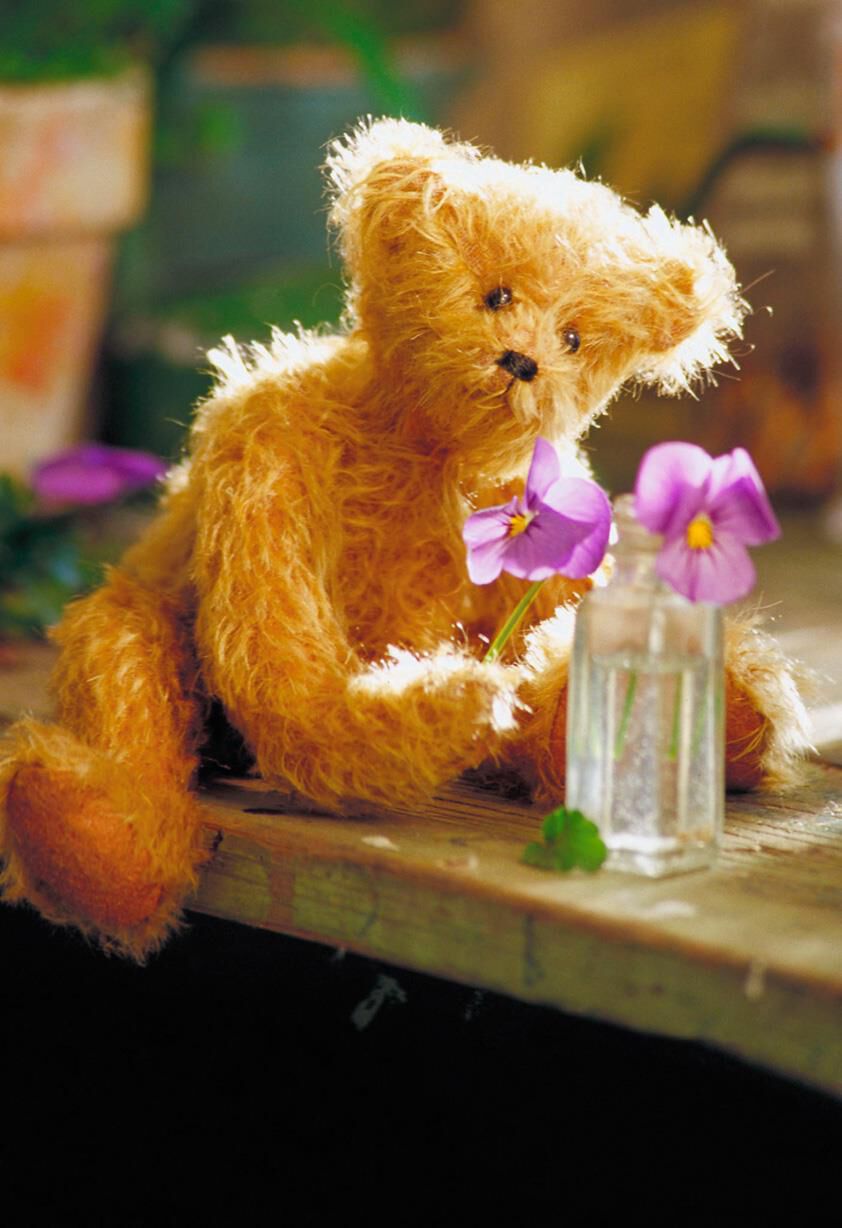 Download Vintage Teddy Bear With Flowers Blank Card - Greeting Cards - Hallmark