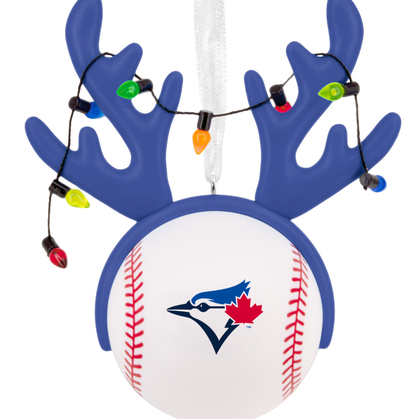 Blue Jays Reindeer Baseball Christmas Ornament closeup view image number 5