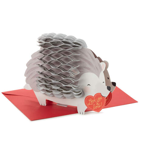 Love You Lots Hedgehog Honeycomb 3D Pop-Up Valentine's Day Card, , large