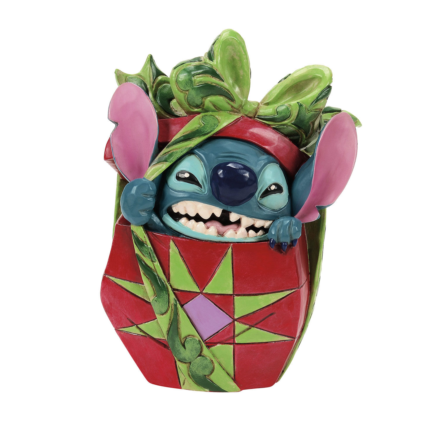 Jim Shore Disney Stitch Breaking Out of Present Figurine, 5&quot;