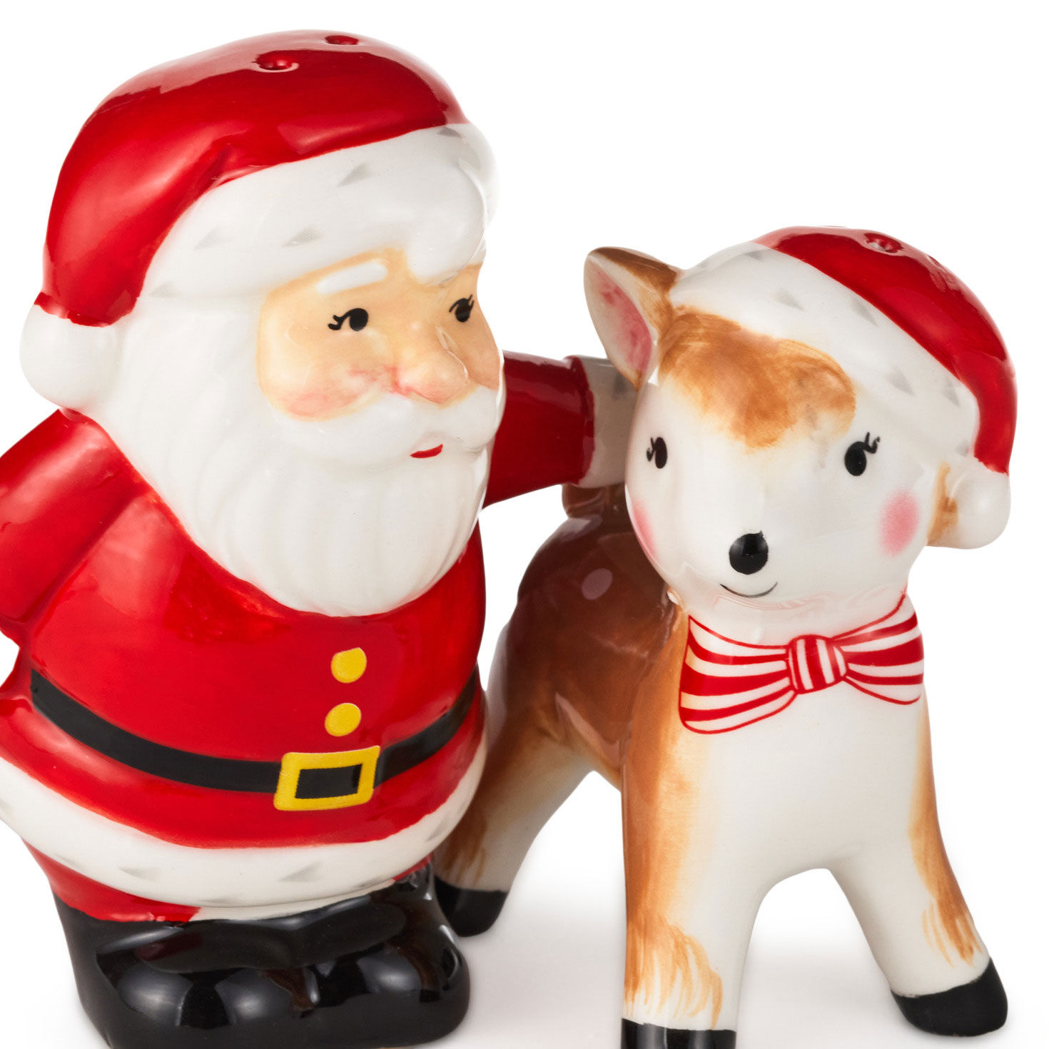 Santa and Reindeer Salt and Pepper Shakers upclose view image number 3