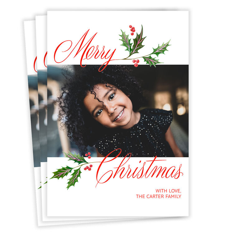 Holly and Ivy Flat Christmas Photo Card