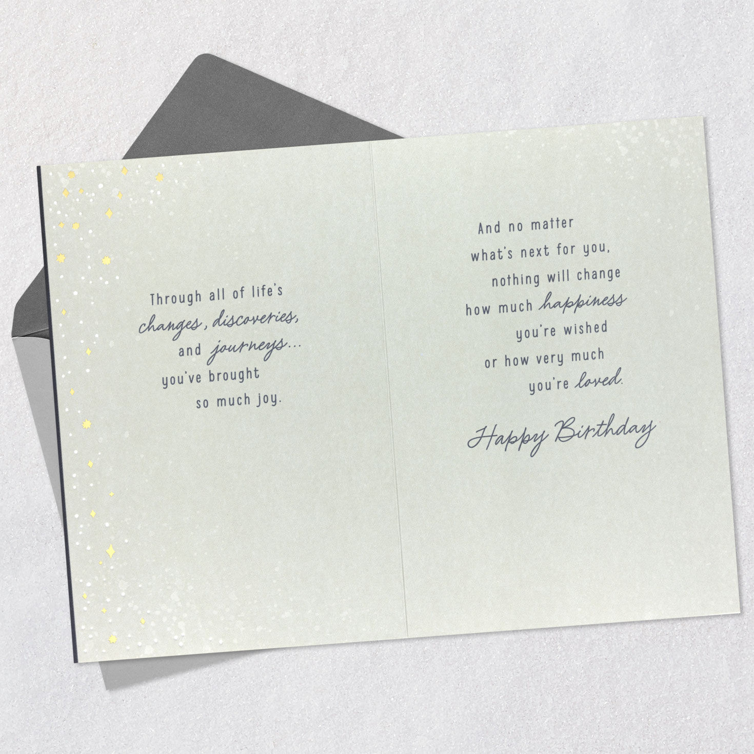 Moon Phases on Dark Sky Birthday Card for Son Open card with envelope image number 4