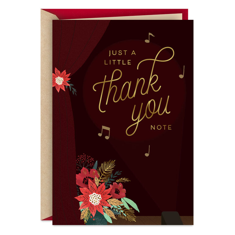 Stage With Flowers and Music Notes Holiday Thank-You Card for Teacher