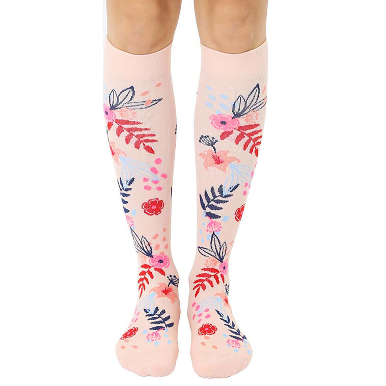 Living Royal Peach Floral Compression Socks