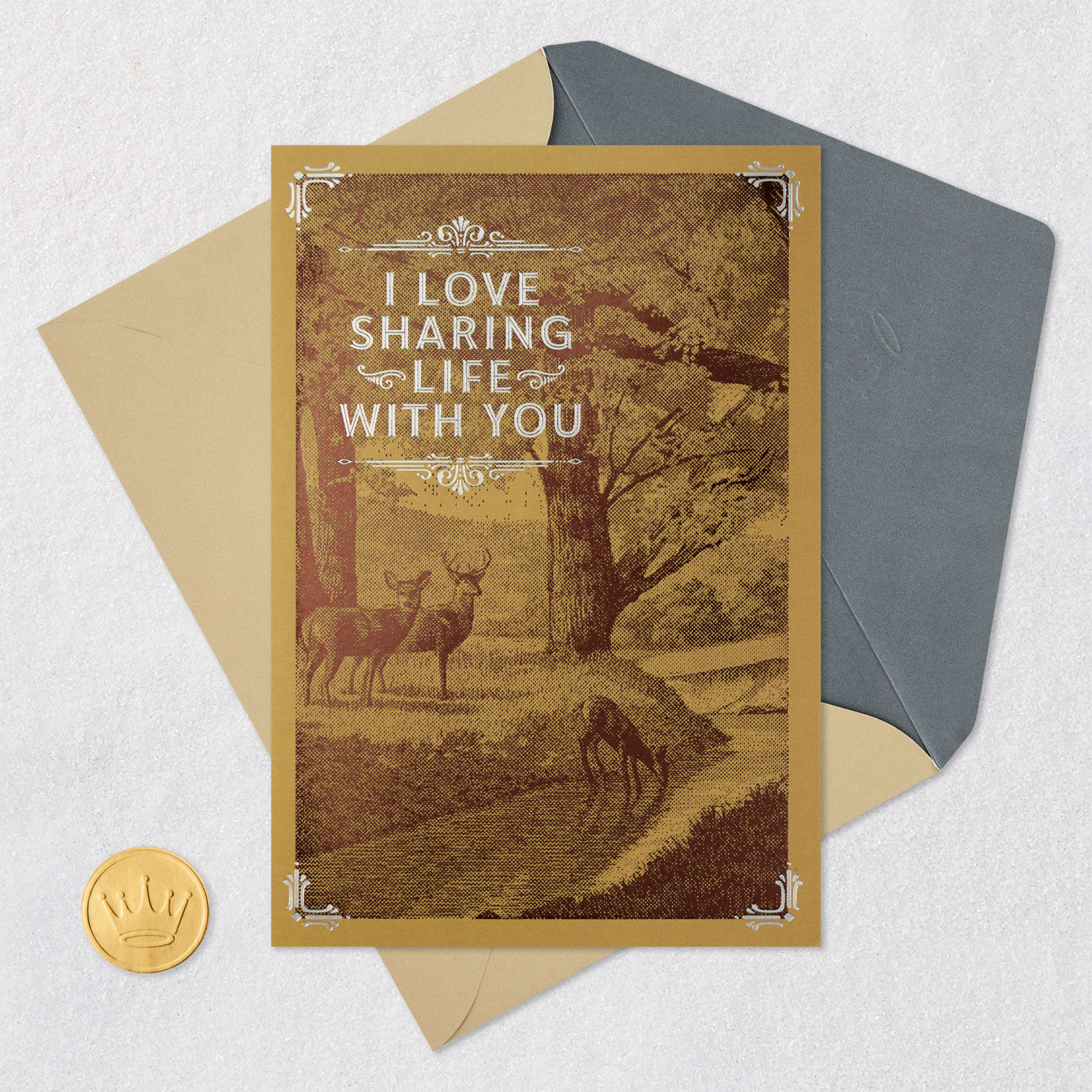 Rustic Nature Scene Father's Day Card Card Front with Envelope and Gold Seal image number 6